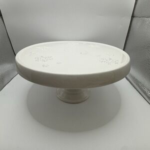 Christmas Hallmark Cake and Cupcake Plate Stand Snowflake Ivory 9.5"